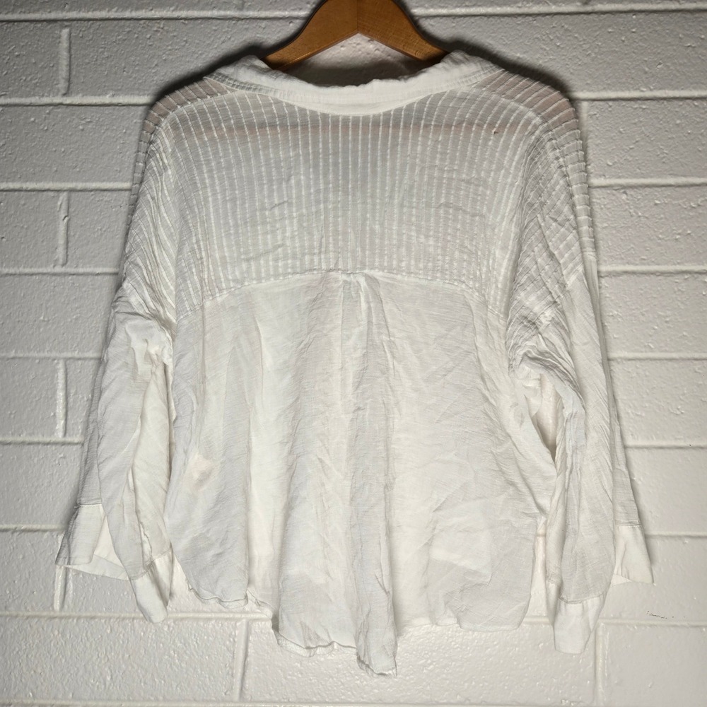 Spell & The Gypsy Minimalist White Button Shirt XS Oversize Gauze Pintuck Boho - Picture 9 of 11